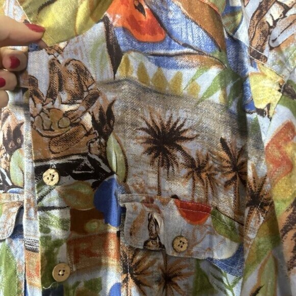 Pusser's Island Linen wear Men Hawaian shirt Large Novelty Boho City Club - Picture 6 of 8